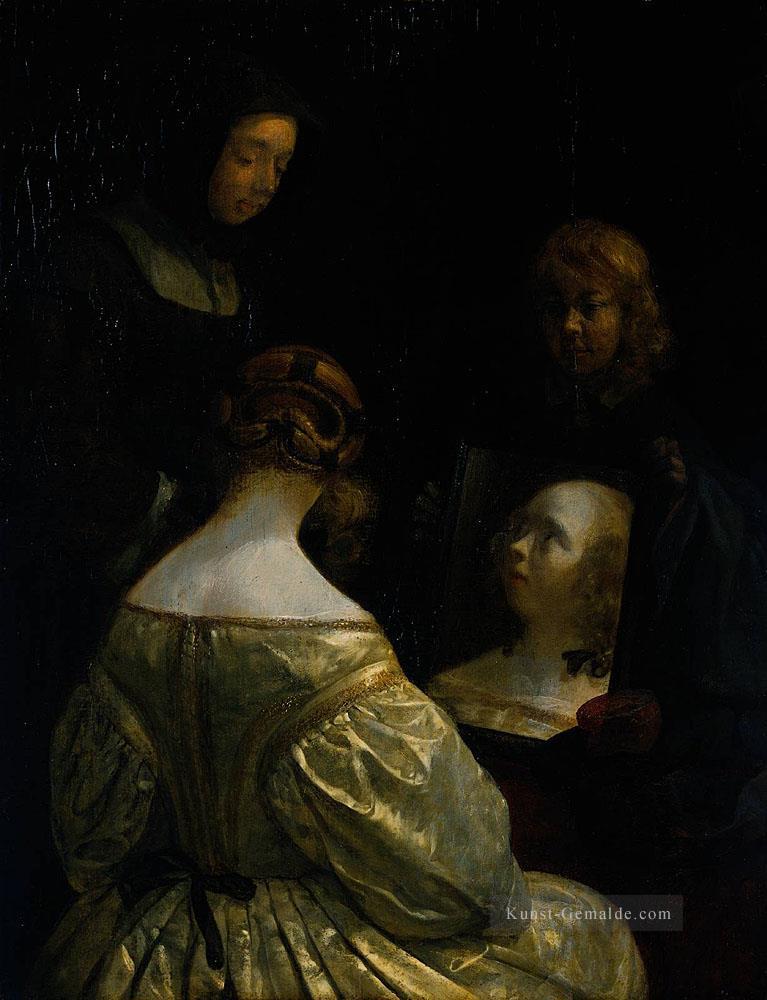 Borch II Gerard ter Frau an einem Spiegel Christianity Filippino Lippi Ölgemälde